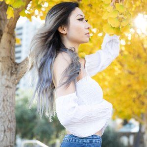 White Off-the-Shoulder Crop Top, Small Long Sleeve